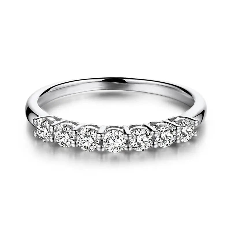 18k White Gold 7 Stone Moissanite Anniversary Ring 0.7ct Moissanite Engagement Rings & Jewelry | Luxus Moissanite Amazing Anniversary Ring