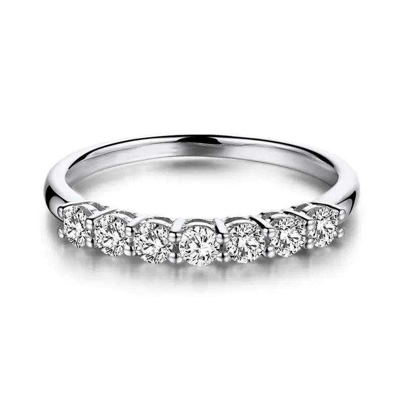 18k White Gold 7 Stone Moissanite Anniversary Wedding Band 0.7ct Moissanite Engagement Rings & Jewelry | Luxus Moissanite