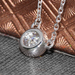 18k White Gold Bezel Set Moissanite Necklace 1ct Moissanite Engagement Rings & Jewelry | moissanite necklace white gold | Luxus Moissanite