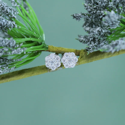 18k White Gold Halo Stud Moissanite Earrings 1.65ctw Moissanite Engagement Rings & Jewelry | Best Unique Earrings  | Luxus Moissanite