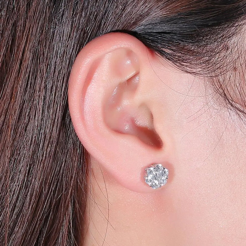 18k White Gold Halo Stud Moissanite Earrings 1.65ctw Moissanite Engagement Rings & Jewelry | Luxus Moissanite