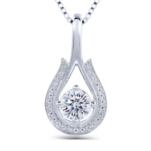 18k White Gold Moissanite Fashion Necklace Women / Pendant 0.5ct Center Stone Moissanite Engagement Rings & Jewelry | Luxus Moissanite