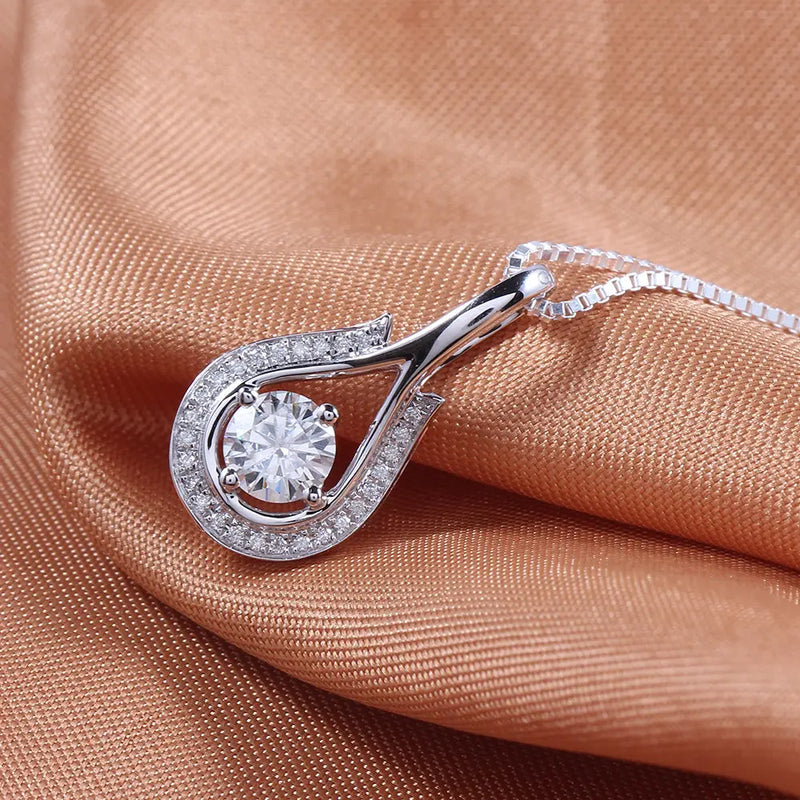 18k White Gold Moissanite Necklace / Pendant 0.5ct Center Stone Moissanite Engagement Rings & Jewelry | Luxus Moissanite