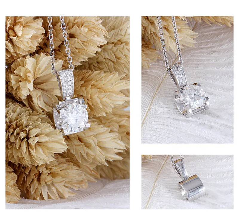 18k White Gold Moissanite Necklace / Pendant 1.04ct Total Moissanite Engagement Rings & Jewelry | Luxus Moissanite