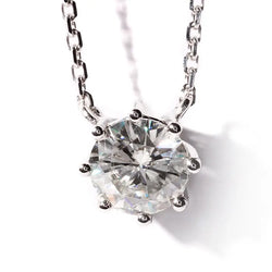 18k White Gold Moissanite Necklace 1ct Moissanite Engagement Rings & Jewelry | Luxus Moissanite