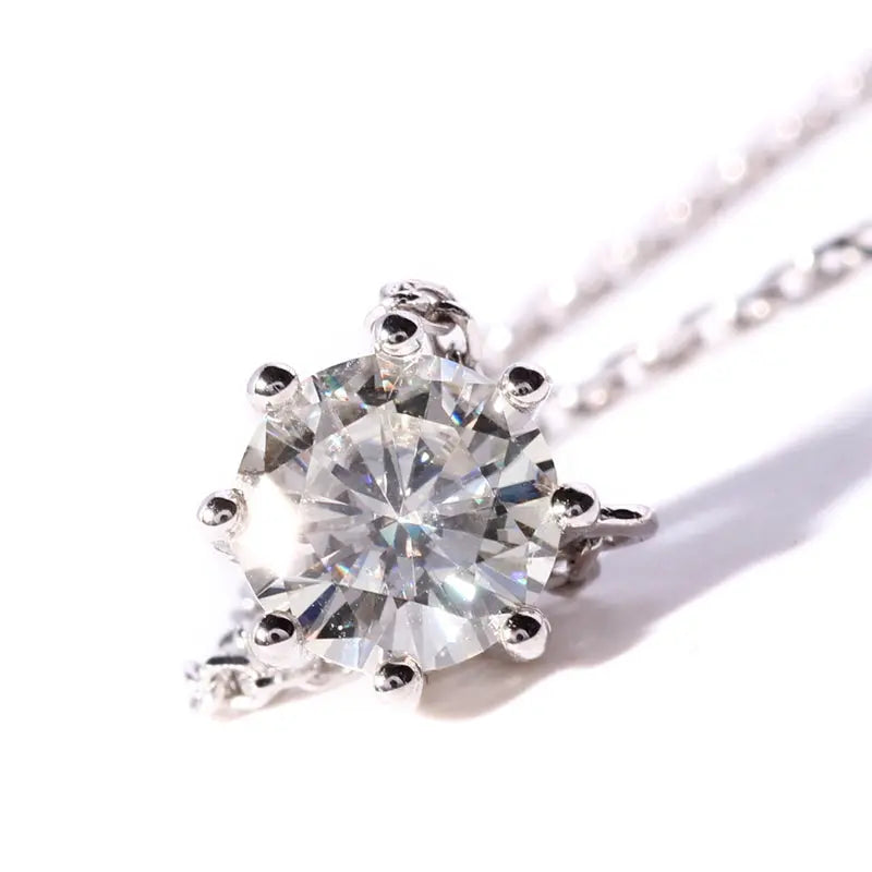 18k White Gold Moissanite Necklace 1ct Moissanite Engagement Rings & Jewelry | Luxus Moissanite
