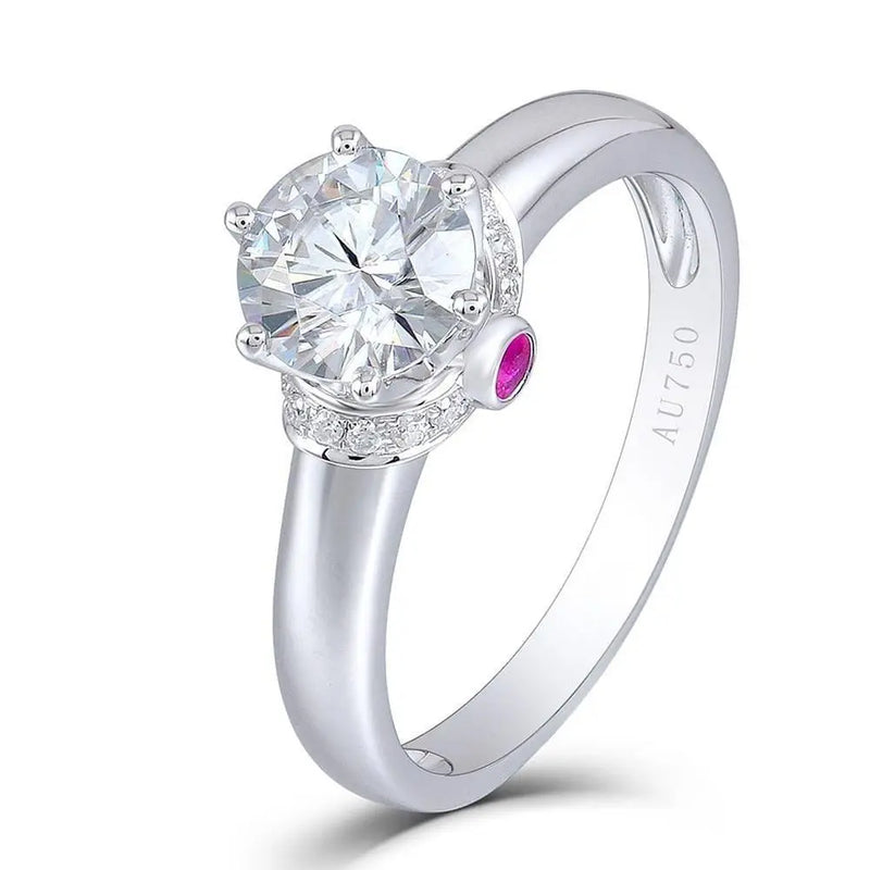 18k White Gold Moissanite Ring 1ct Center Stone Moissanite Engagement Rings & Jewelry | Luxus Moissanite