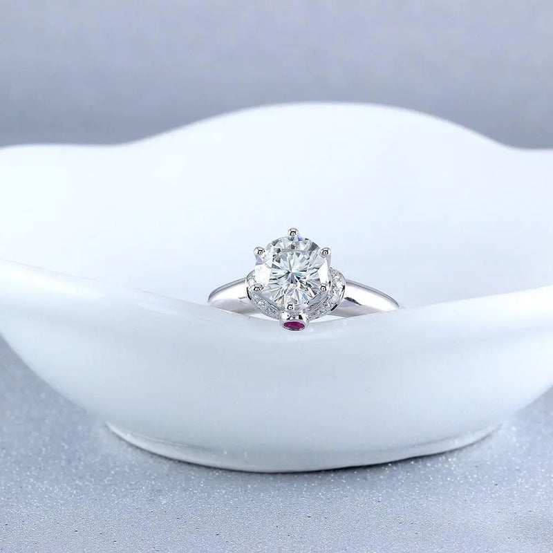 18k White Gold Moissanite Ring 1ct Center Stone Moissanite Engagement Rings & Jewelry | Luxus Moissanite