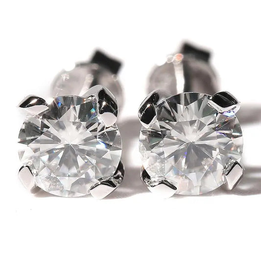 18k White Gold Moissanite Stud Earrings 1ctw Moissanite Engagement Rings & Jewelry | Luxus Moissanite | 18k White Gold Jewelry