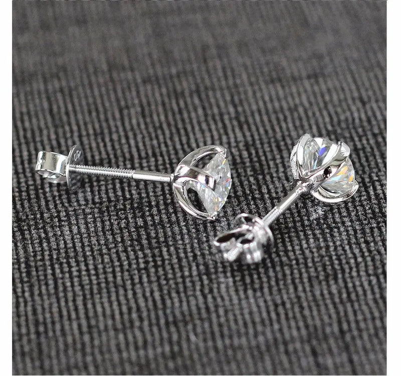 18k White Gold Moissanite Stud Earrings 1ctw Moissanite Engagement Rings & Jewelry | Luxus Moissanite