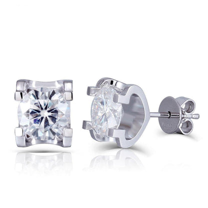 18k White Gold Moissanite Stud Earrings 2ctw Moissanite Engagement Rings & Jewelry | Luxus Moissanite