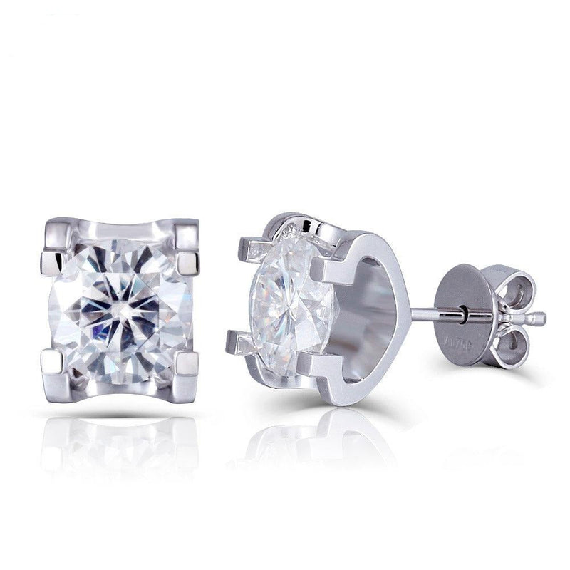 18k White Gold Moissanite Stud Earrings 2ctw – Moissanite Engagement ...