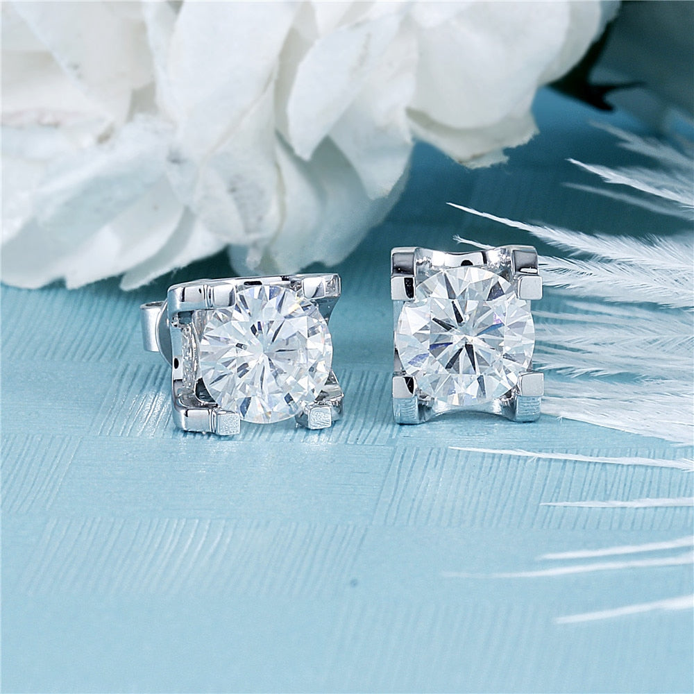 White gold moissanite earrings Clearance