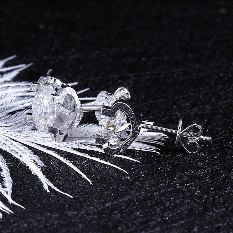 18k White Gold Moissanite Stud Earrings 2ctw Moissanite Engagement Rings & Jewelry | Luxus Moissanite