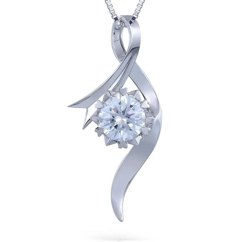 18k White Gold Moissantie Necklace / Pendant 1ct Moissanite Engagement Rings & Jewelry | Luxus Moissanite