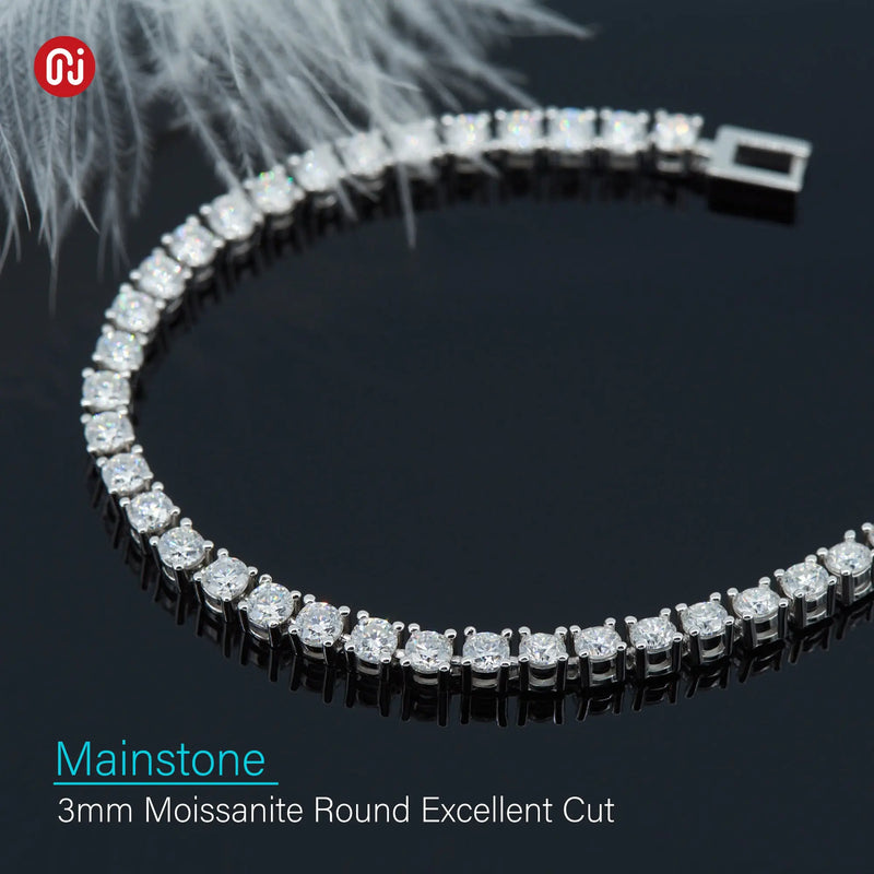 18k White Gold Plated Moissanite Tennis Bracelet 3.5ctw - 4.6ctw. Moissanite Engagement Rings & Jewelry | Luxus Moissanite