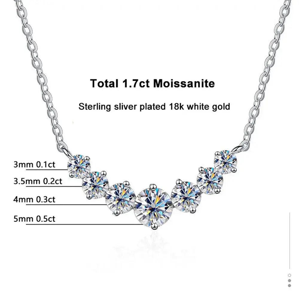 18k White Gold Plated Silver Moissanite Necklace 2.8 or 5.0ctw Moissanite Engagement Rings & Jewelry | Luxus Moissanite