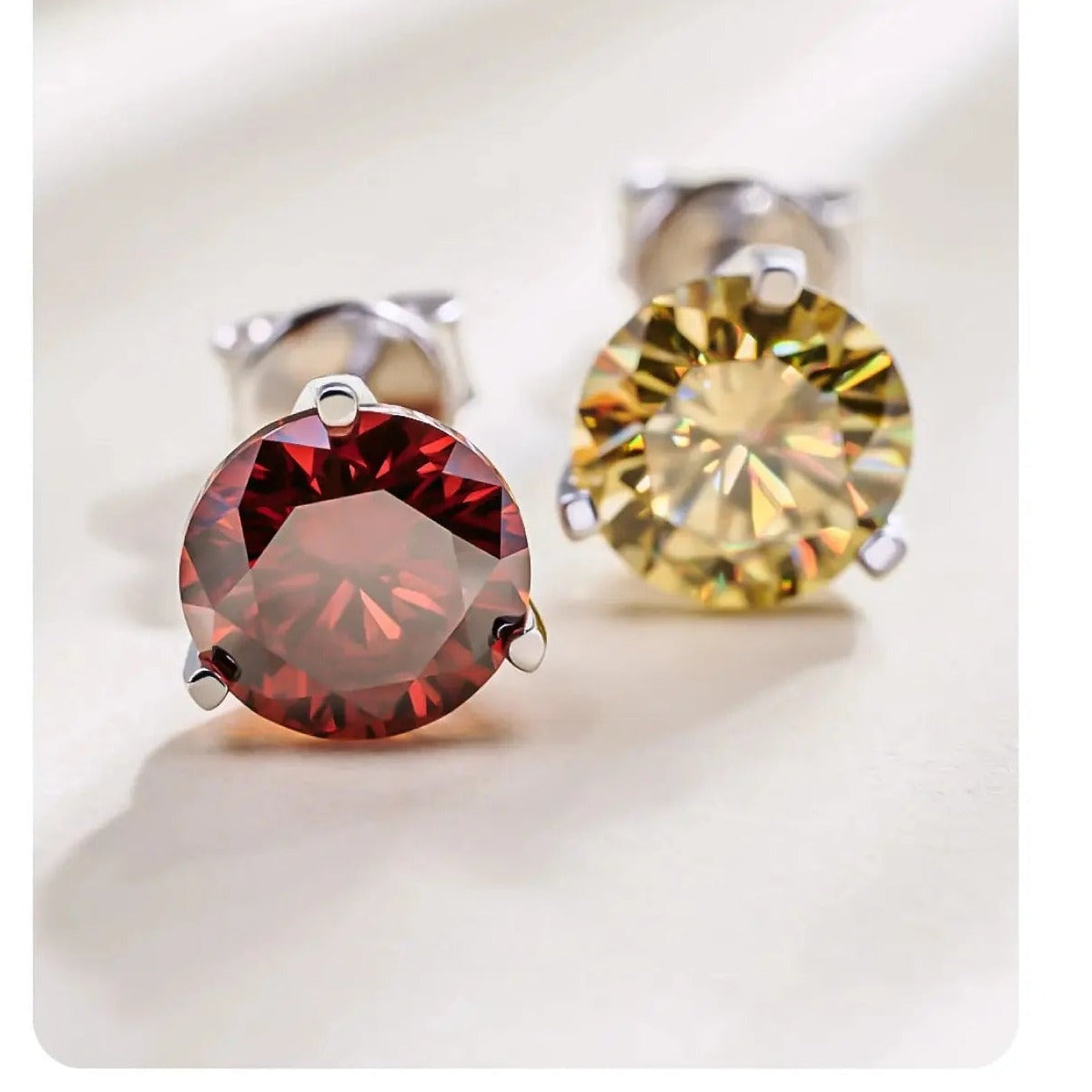 18k White Gold Plated Silver Stud Earrings 3ctw (multiple moissanite colors) Moissanite Engagement Rings & Jewelry | Luxus Moissanite