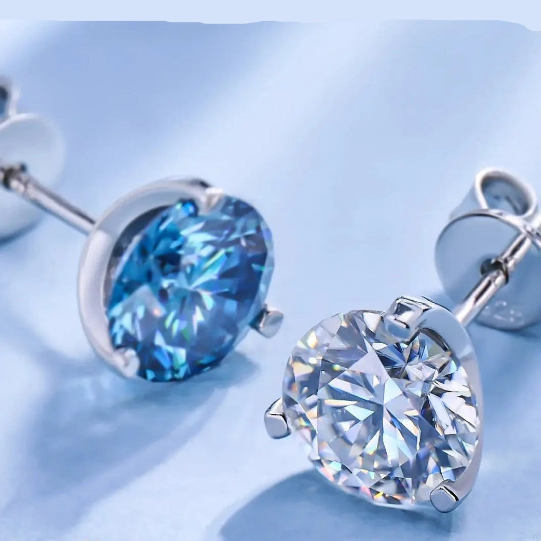 18k White Gold Plated Silver Stud Earrings 3ctw (multiple moissanite colors) Moissanite Engagement Rings & Jewelry | Luxus Moissanite