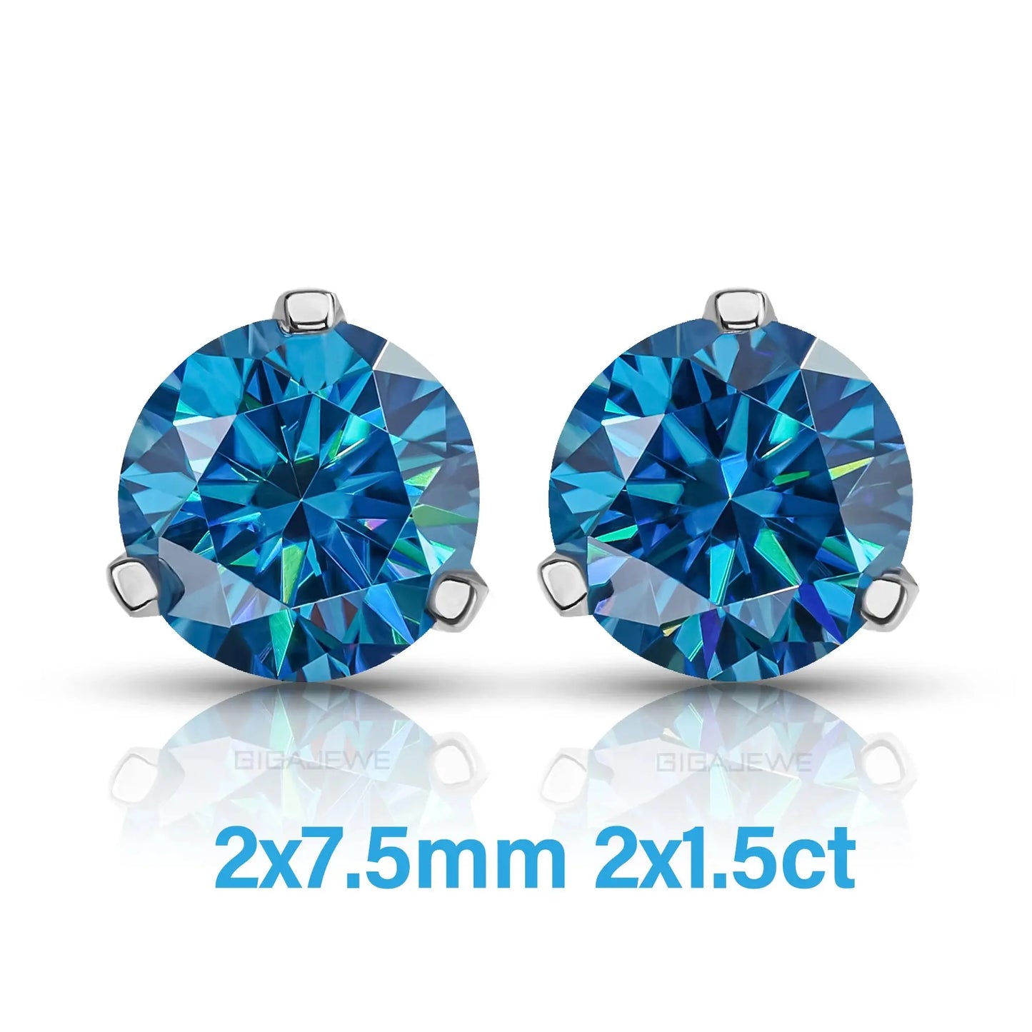 18k White Gold Plated Silver Stud Earrings 3ctw (multiple moissanite colors) Moissanite Engagement Rings & Jewelry | Luxus Moissanite