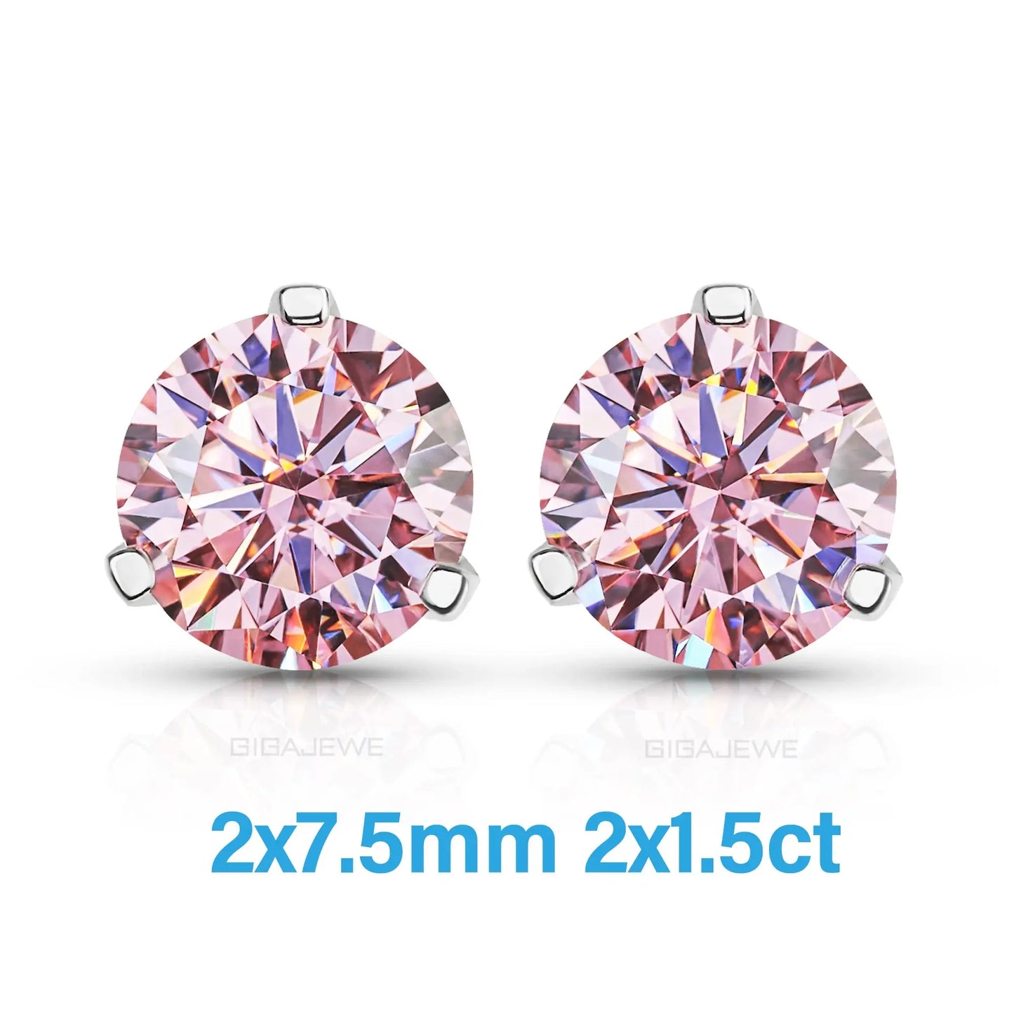 18k White Gold Plated Silver Stud Earrings 3ctw (multiple moissanite colors) Moissanite Engagement Rings & Jewelry | Luxus Moissanite