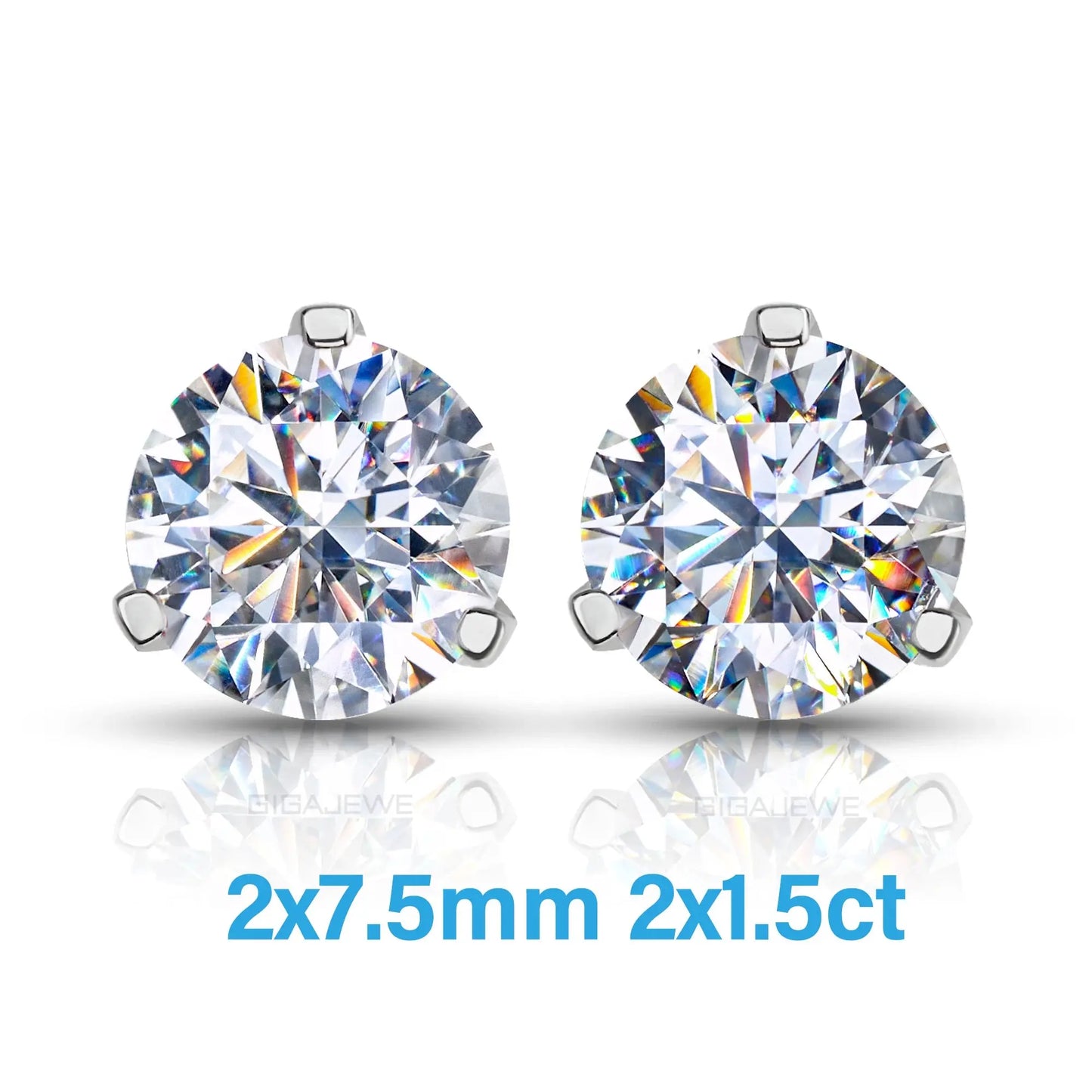 18k White Gold Plated Silver Stud Earrings 3ctw (multiple moissanite colors) Moissanite Engagement Rings & Jewelry | Luxus Moissanite