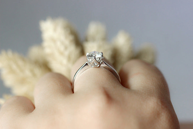 18k White Gold Solitaire Moissanite Ring 1ct Moissanite Engagement Rings & Jewelry | Luxus Moissanite