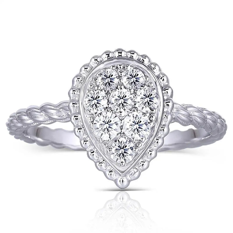 18k White Gold Vintage Moissanite Ring 0.45ct Total Moissanite Engagement Rings & Jewelry | Luxus Moissanite