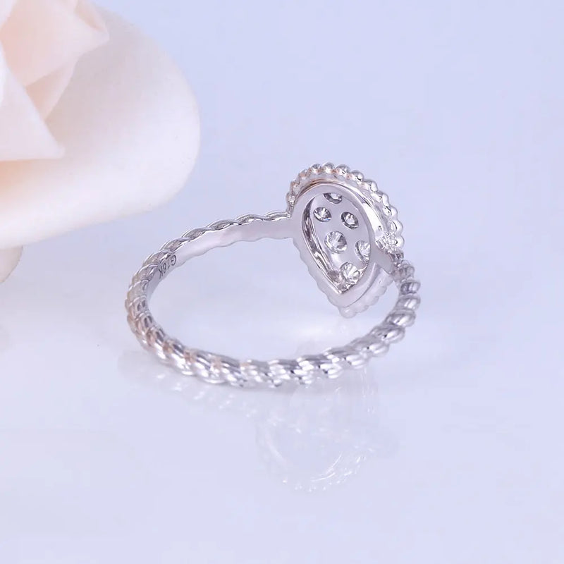 18k White Gold Vintage Moissanite Ring 0.45ct Total Moissanite Engagement Rings & Jewelry | Luxus Moissanite
