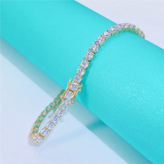 18k White or Yellow Gold Plated Moissanite Tennis Bracelet 2.5ctw - 10ctw Moissanite Engagement Rings & Jewelry | Luxus Moissanite