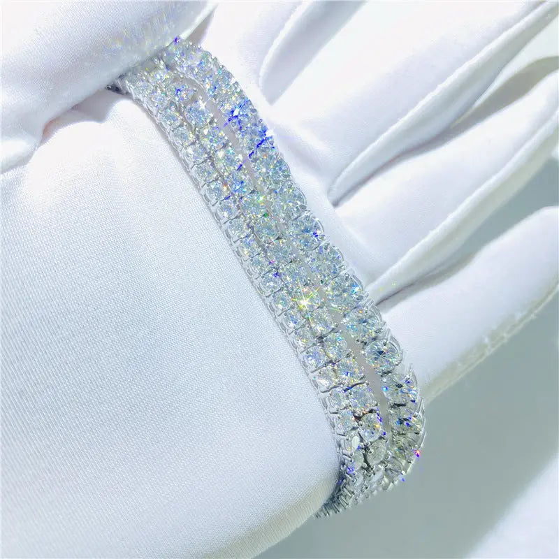 18k White or Yellow Gold Plated Moissanite Tennis Necklace / Chain 16 inch - 24 inch, 2mm - 5mm stones Moissanite Engagement Rings & Jewelry | Luxus Moissanite