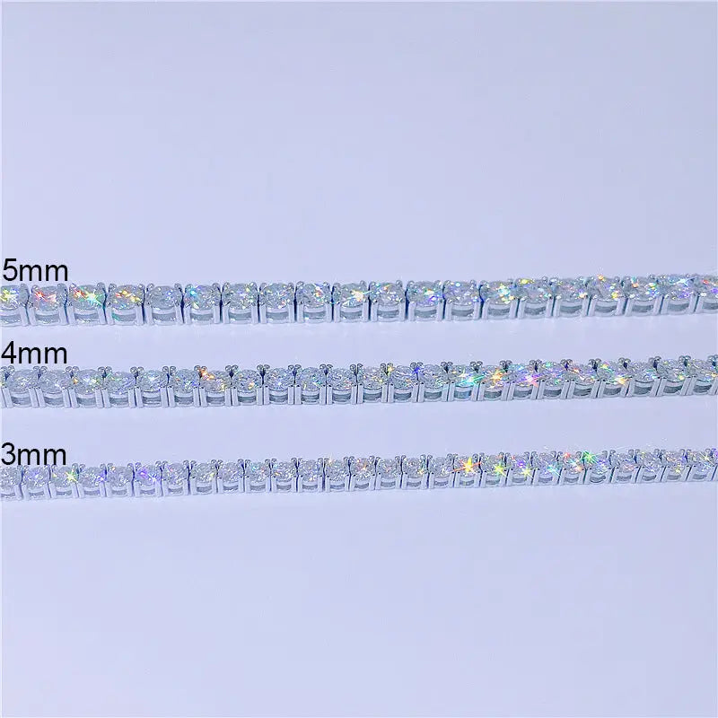 18k White or Yellow Gold Plated Moissanite Tennis Necklace / Chain 16 inch - 24 inch, 2mm - 5mm stones Moissanite Engagement Rings & Jewelry | Luxus Moissanite