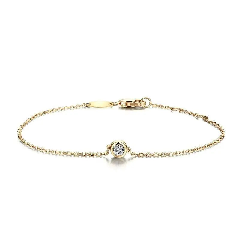 18k Yellow Gold Moissanite Chain Bracelet 0.1ct Moissanite Engagement Rings & Jewelry | Luxus Moissanite | Yellow Gold Bracelet for Women