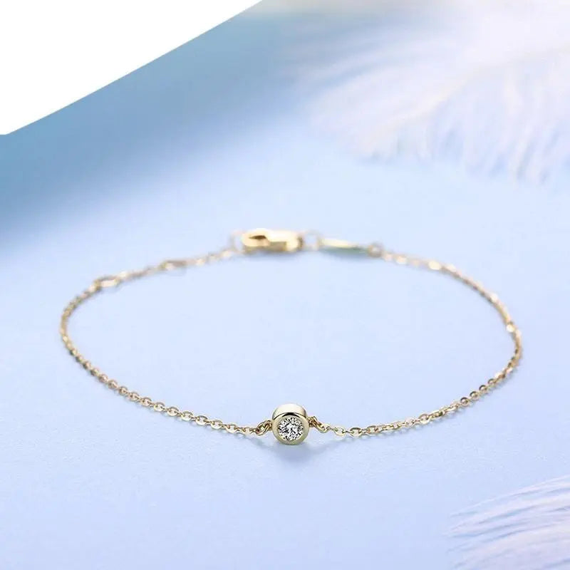 18k Yellow Gold Moissanite Chain Bracelet 0.1ct Moissanite Engagement Rings & Jewelry | Luxus Moissanite | Yellow Gold Bracelet for Women