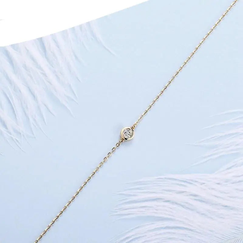 18k Yellow Gold Moissanite Chain Bracelet 0.1ct Moissanite Engagement Rings & Jewelry | Luxus Moissanite