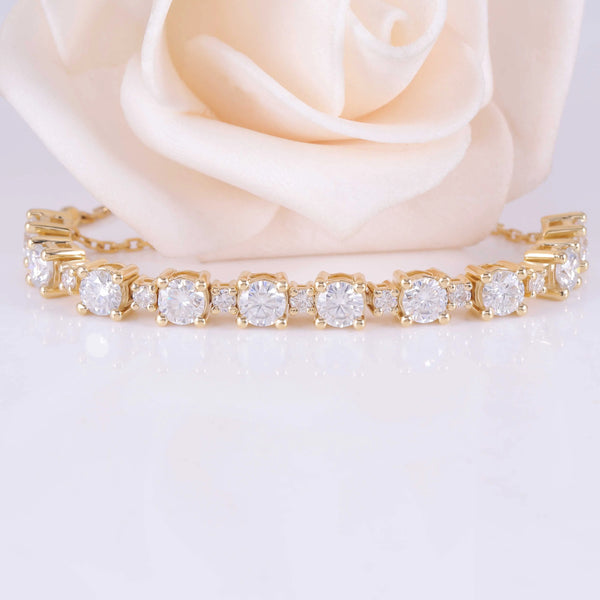 18k Yellow Gold Tennis Moissanite Bracelet 2.8ctw Moissanite Engagement Rings & Jewelry | Luxus Moissanite