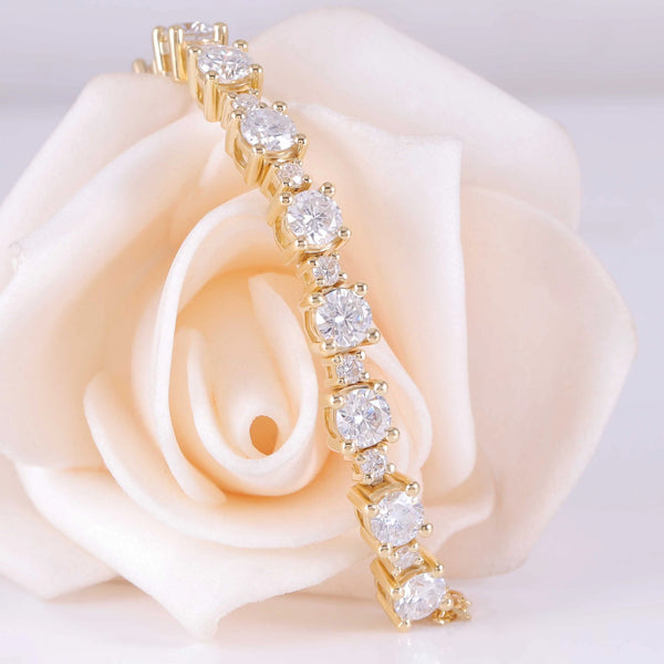 18k Yellow Gold Tennis Moissanite Bracelet 2.8ctw Moissanite Engagement Rings & Jewelry | Luxus Moissanite