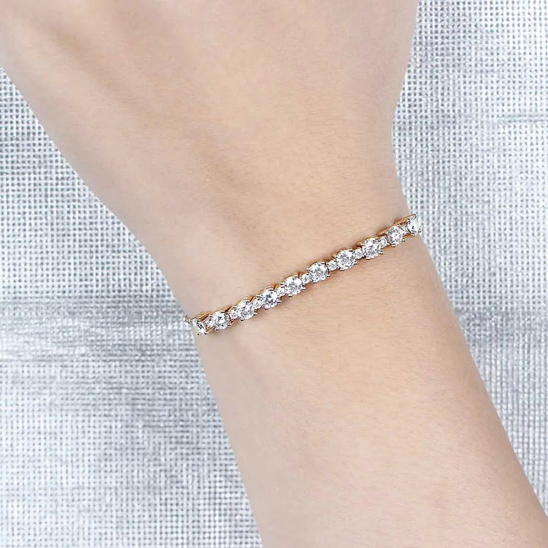 18k Yellow Gold Tennis Moissanite Bracelet 2.8ctw Moissanite Engagement Rings & Jewelry | Luxus Moissanite