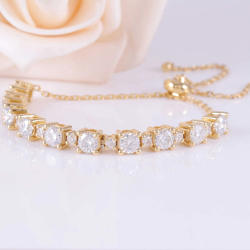 18k Yellow Gold Tennis Moissanite Bracelet 2.8ctw Moissanite Engagement Rings & Jewelry | Luxus Moissanite