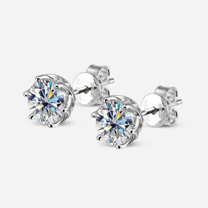 2ctw Moissanite Stud Earrings 18k White Gold Plated Silver Moissanite Engagement Rings & Jewelry | Luxus Moissanite