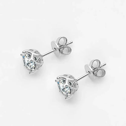 2ctw Moissanite Stud Earrings 18k White Gold Plated Silver Moissanite Engagement Rings & Jewelry | Luxus Moissanite