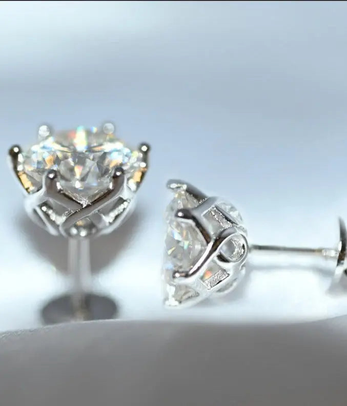 2ctw (1ct each) Moissanite Stud Earrings Sterling 925 Silver Moissanite Engagement Rings & Jewelry | Luxus Moissanite