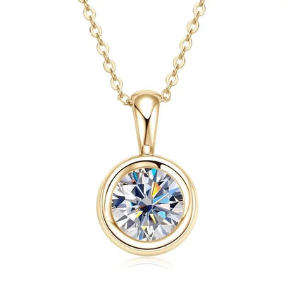 925 SILVER BEZEL SET MOISSANITE PENDANT NECKLACE 2CT Moissanite Engagement Rings & Jewelry | Luxus Moissanite