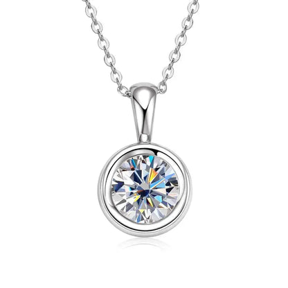 925 SILVER BEZEL SET MOISSANITE PENDANT NECKLACE 2CT Moissanite Engagement Rings & Jewelry | Luxus Moissanite