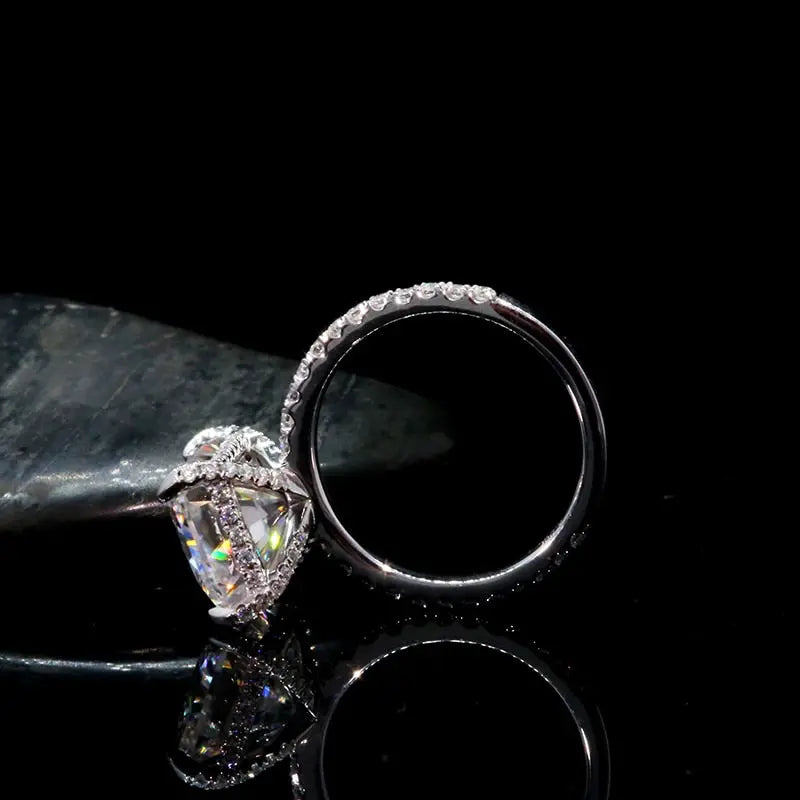 925 Silver Solitaire Moissanite Engagement Ring 4ct Main Stone Moissanite Engagement Rings & Jewelry | Luxus Moissanite