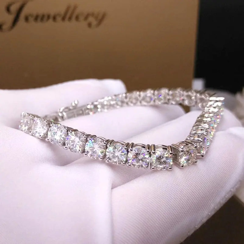 9k White Gold Tennis Moissanite Bracelet 18ctw Moissanite Engagement Rings & Jewelry | Luxus Moissanite