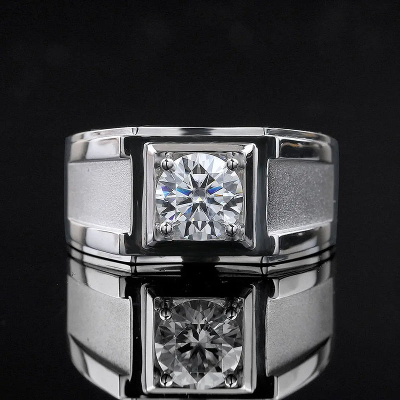 9k, 14k, or 18k White Gold Men's Moissanite Engagement Ring 1ct Center Stone Moissanite Engagement Rings & Jewelry | Luxus Moissanite