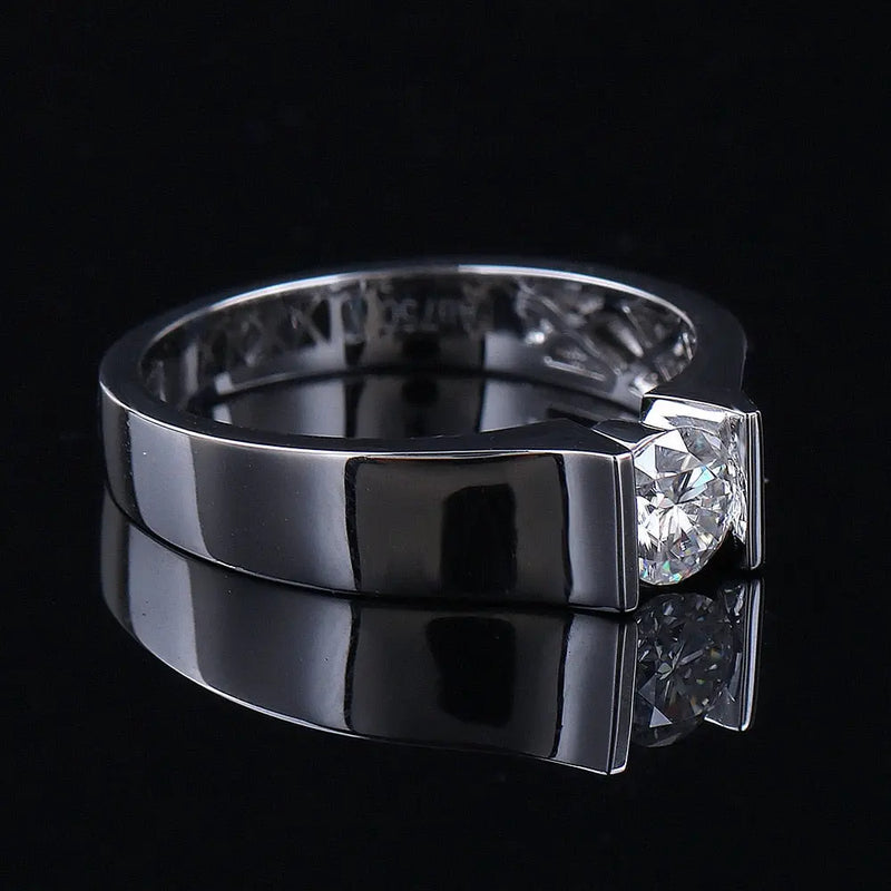 9k, 14k, or 18k White Gold Men's Moissanite Engagement Ring 1ct Center Stone Moissanite Engagement Rings & Jewelry | Luxus Moissanite