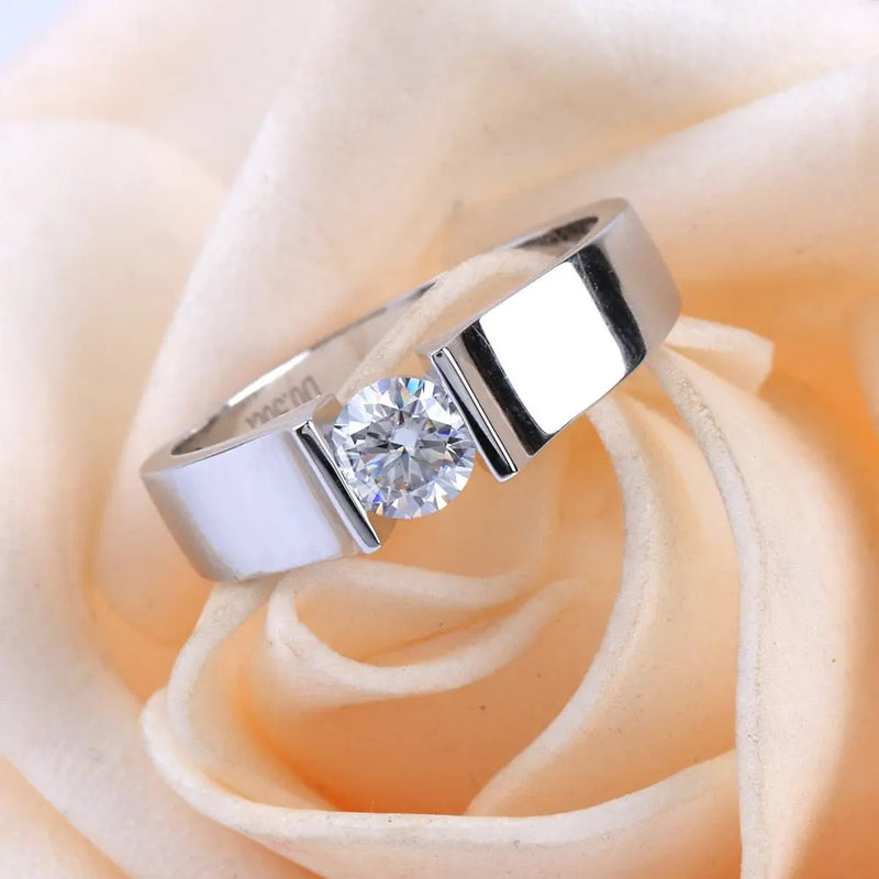 9k, 14k, or 18k White Gold Men's Moissanite Engagement Ring 1ct Center Stone Moissanite Engagement Rings & Jewelry | Luxus Moissanite