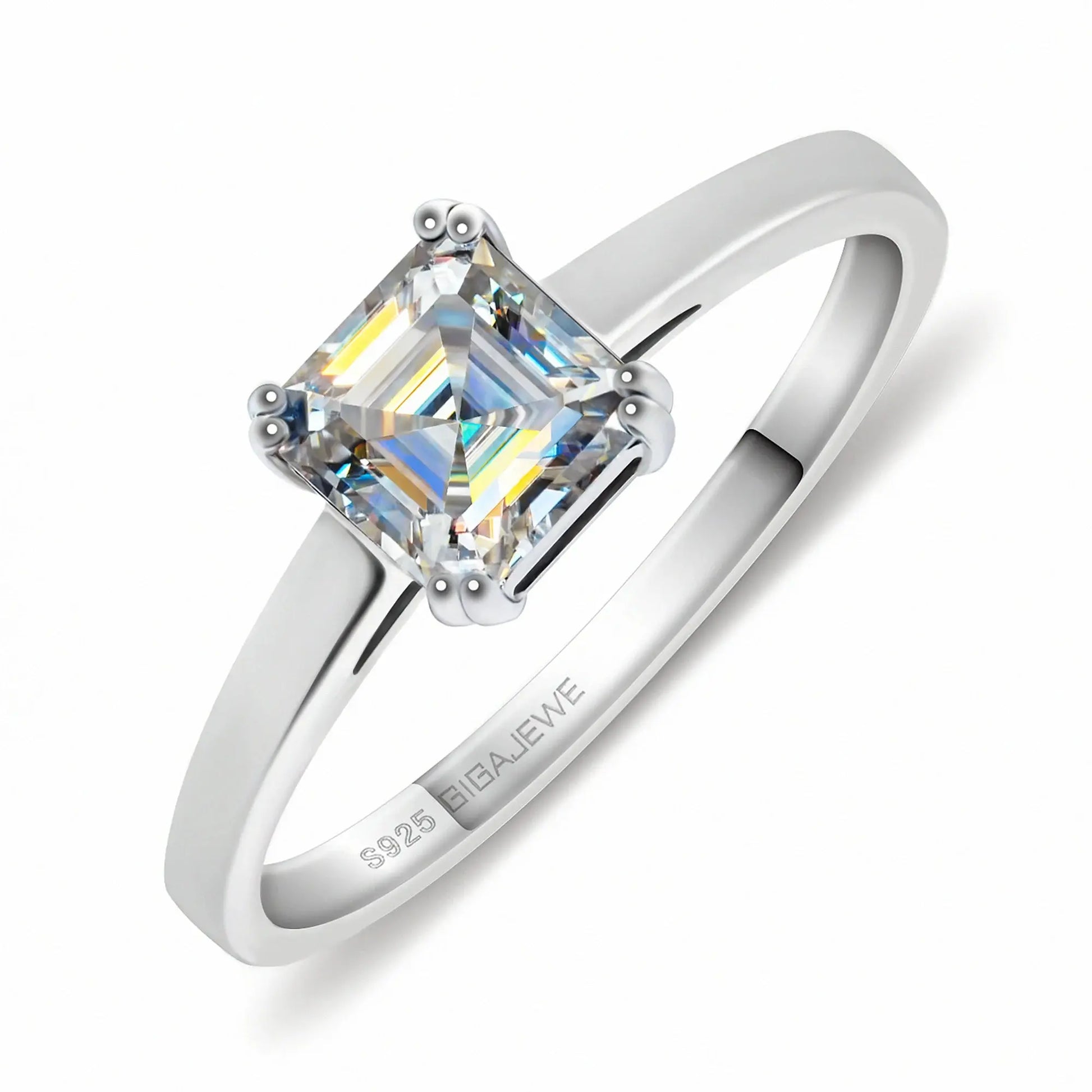 Asscher Cut Moissanite Solitaire Ring Moissanite Engagement Rings & Jewelry | Luxus Moissanite